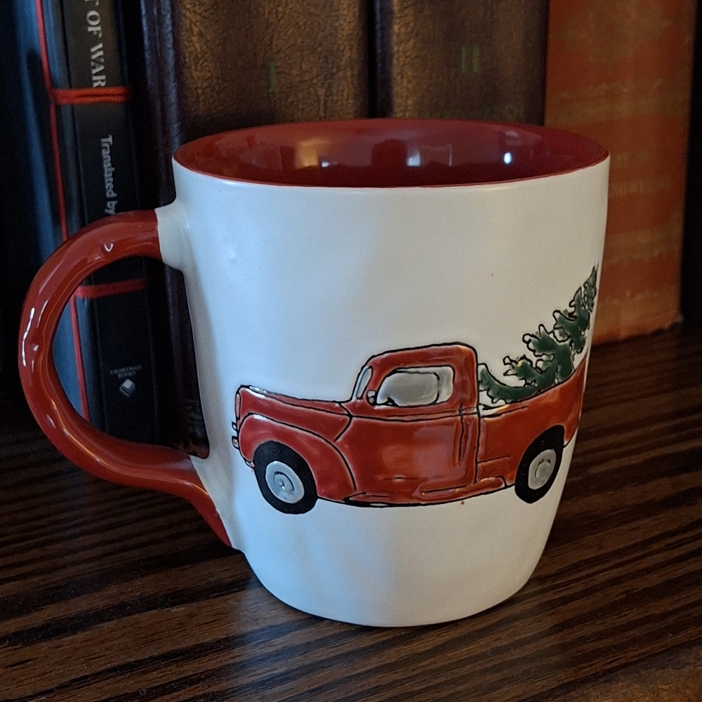 Christmas Truck & Tree MUG Vintage Style 4 1/8" X 4" Excel Spectrum Designz